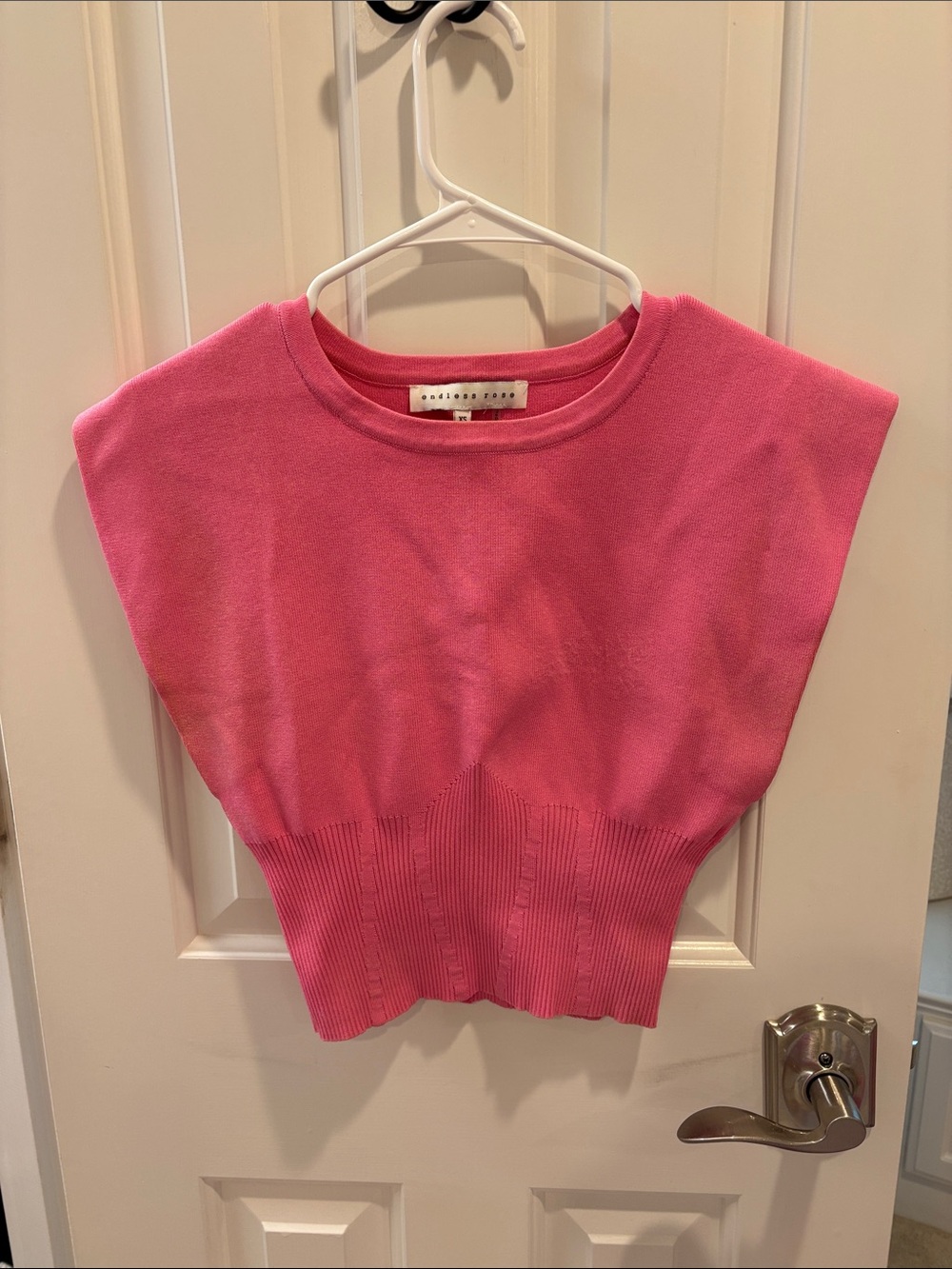 Hot Pink Knit Tank with Shoulder Pads